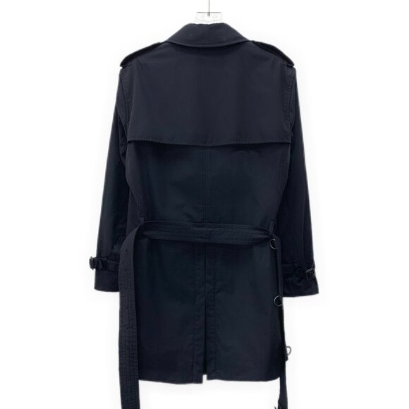 CM0217 Burberry Navy Double-Breasted Trench Coat With Classic Check Lining - Picture 2 of 7